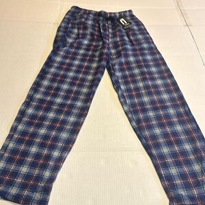 NWT Yuna pajama pants in plaid red white & blue  unisex with front tie size XL